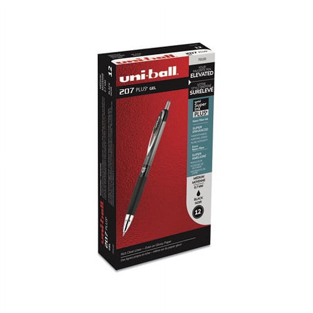 Uni-Ball 207 Plus+ Gelstifte, 0,7 Mm, Rot, 12 Stück, Wasser- & Lichtbeständig, Mit Rutschfestem Gummigriff