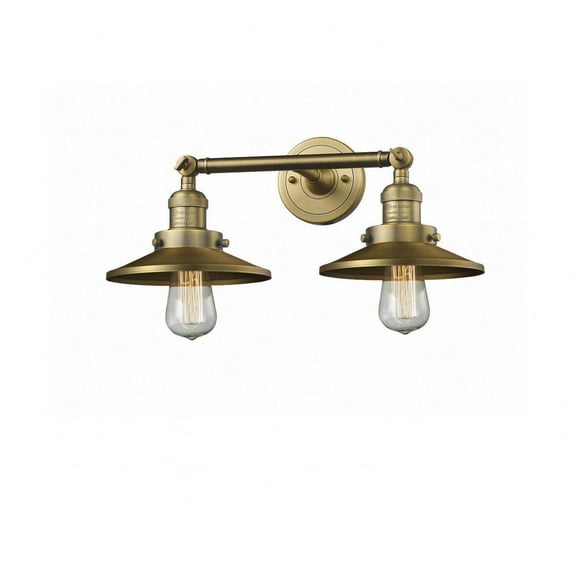 208-BB-M4-Innovations Lighting-Two Light Railroad Wall Sconce-18 Inches Wide by 8 Inches High