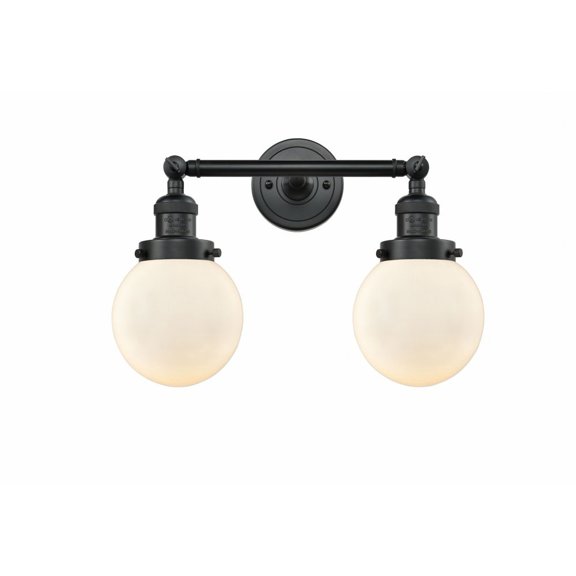 208-BK-G201-6-LED-Innovations Lighting-Beacon - 7W 2 LED Bath Vanity In Industrial Style-12 Inches Tall and 17 Inches Wide Matte Black Matte White