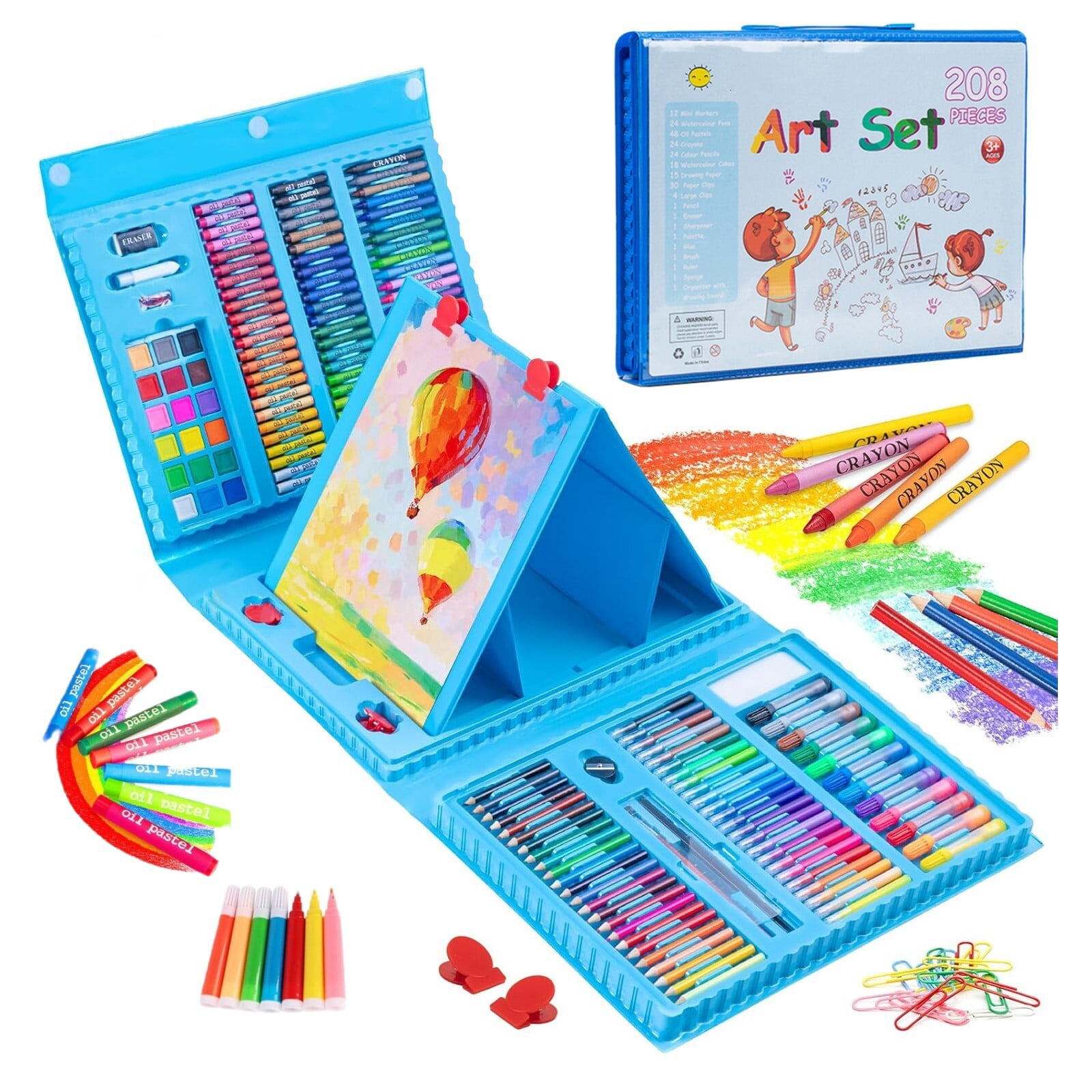 208 Pcs Art and Craft Supplies Colored Pencils - School Supplies Kit Painting Drawing Sketching Coloring Teens Girls Boys Kids Ages 6 7 8 9 10 11 12 Years Old with Oil Pastels Crayons