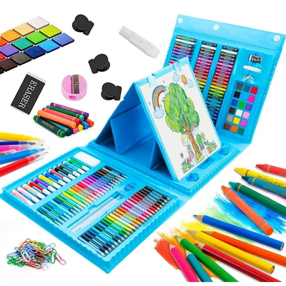 208 Pcs Art Supplies for Kids,Bexikou Drawing Art Kit Painting Art Set for Girls Boy, Art Kit Gift Box with Trifold Easel, Includes Pastels, Crayons, Colored Pencils, Coloring Book, Scissors