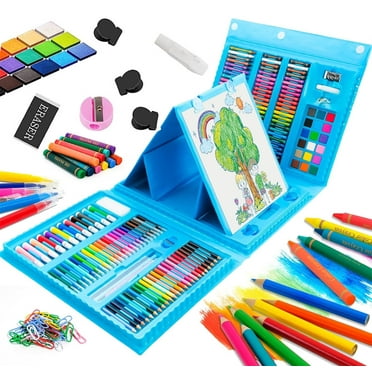 208 Pcs Art Supplies for Kids,Bexikou Drawing Art Kit Painting Art Set for Girls Boy, Art Kit Gift Box with Trifold Easel, Includes Pastels, Crayons, Colored Pencils, Coloring Book, Scissors
