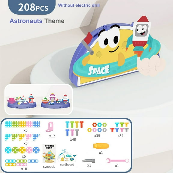 208 Pieces Magic Montessori Play Toolbox,DIY Building Toys for Boys and Girls, Educational Construction Building kit for Kids Ages 4 5 6 7 8 9 10 Year Old