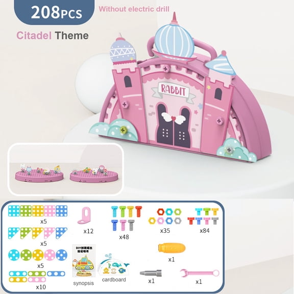 208 Pieces Magic Montessori Play Toolbox,DIY Building Toys for Boys and Girls, Educational Construction Building kit for Kids Ages 4 5 6 7 8 9 10 Year Old