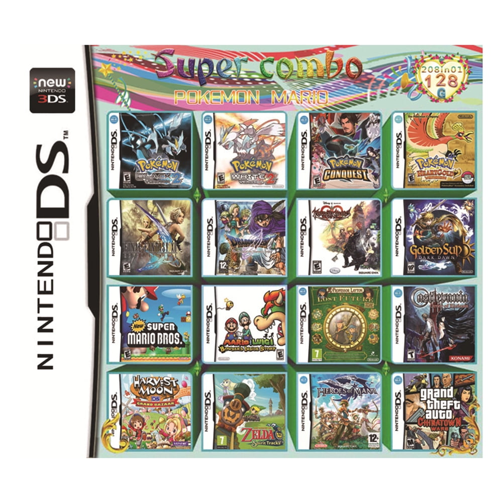 208 Different Popularity DS Game in 1 Card Game Cartridges for NDS 3DS DSI DS