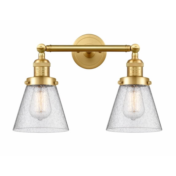 208-SG-G64-LED-Innovations Lighting-Small Cone-7W 2 LED Bath Vanity in Industrial Style-16 Inches Wide by 10 Inches High Satin Gold Finish with