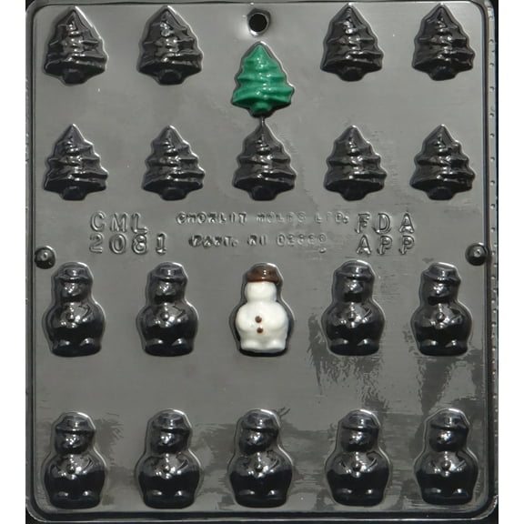 2081 Christmas Tree & Snowman Assortment Chocolate Candy Mold