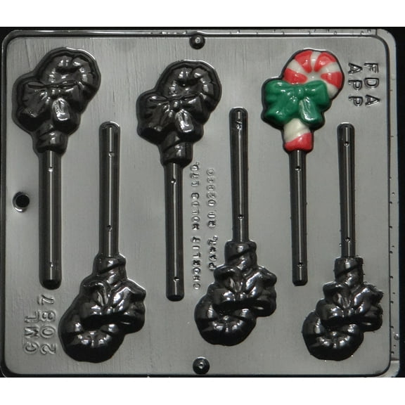 2087 Candy Cane with Bow Lollipop Chocolate Candy Mold