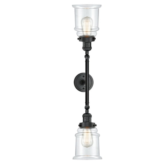 208L-BK-G182-LED-Innovations Lighting-Canton-7W 2 LED Bath Vanity in Industrial Style-6 Inches Wide by 24.5 Inches High Matte Black Finish with