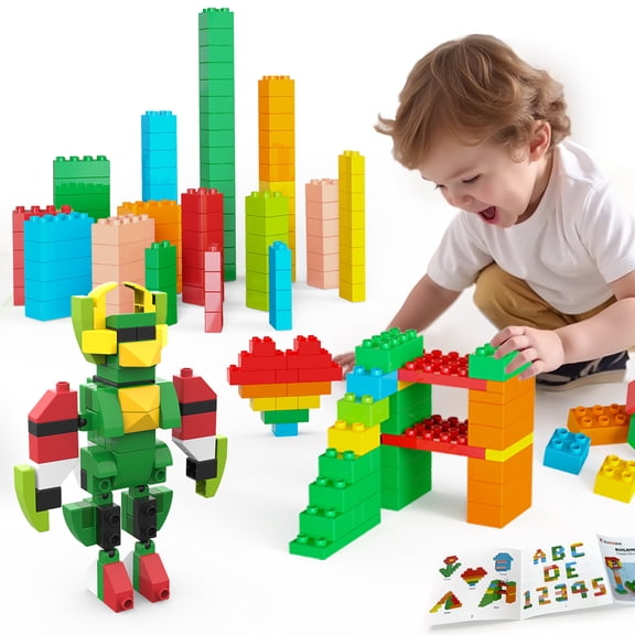 209-Piece Building Blocks Set for Kids Ages 3-8 | 8-Color Toddler Bricks for Creativity & Motor Skills | STEM Toy with Movable Robot | Ideal Christmas & Birthday Gift for Boys & Girls