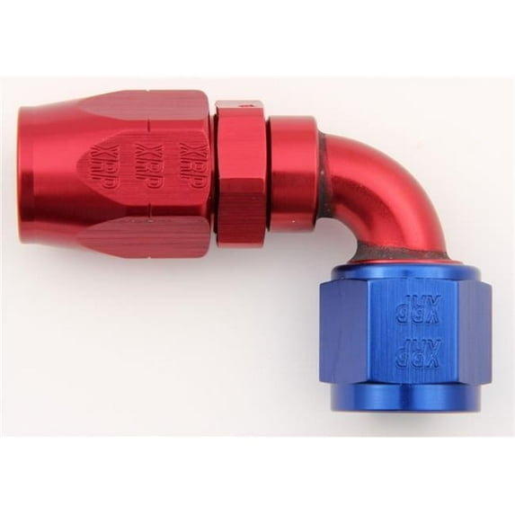 209010 No.10 90 deg Double Swivel Hose End, Blue & Red Anodize