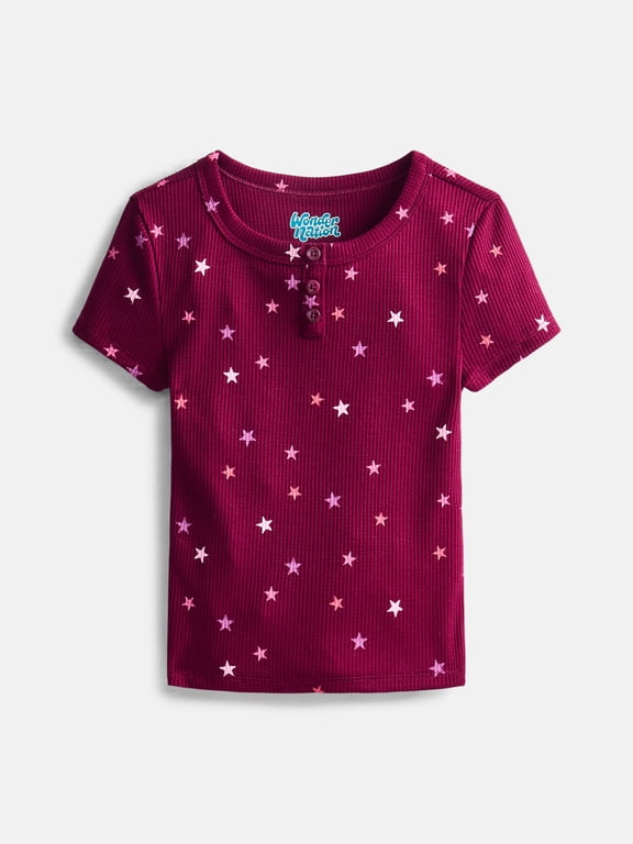 Girls Fashion Knit Top with Short Sleeves, Sizes 4-18 & Plus