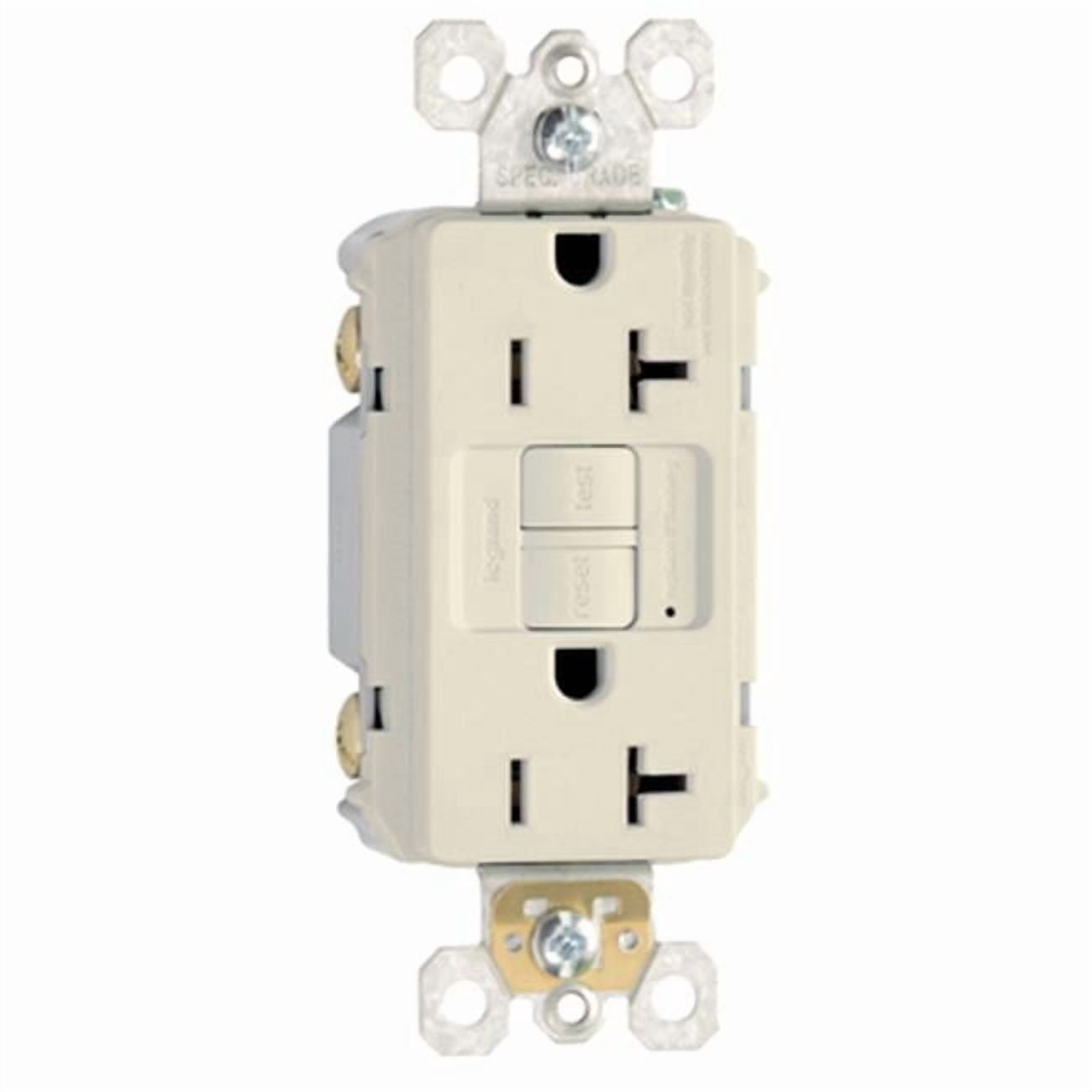 2097LACC10 20A 125V 2 Pole, 3 Wire Grounding Heavy Duty Self Testing GFCI Outlet, Light Almond