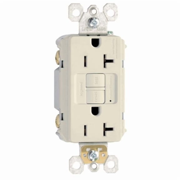 2097LACC10 20A 125V 2 Pole, 3 Wire Grounding Heavy Duty Self Testing GFCI Outlet, Light Almond