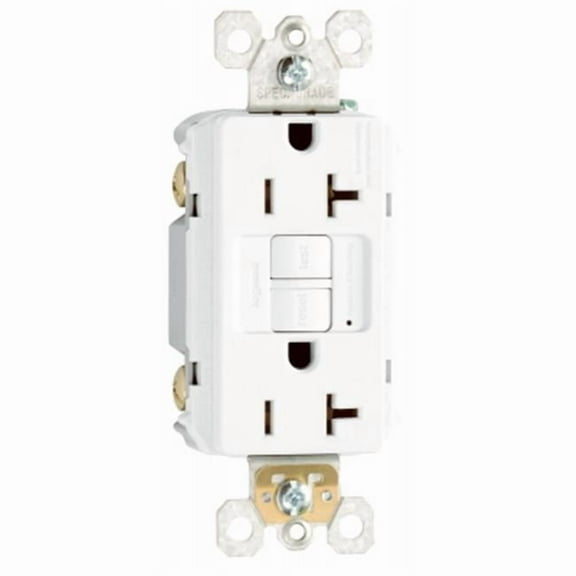 2097WCC10 20A 125V 2 Pole, 3 Wire Grounding Heavy Duty Self Testing GFCI Outlet, White
