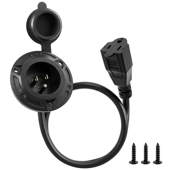 20A 125V AC Port Plug 14AWG with Waterproof Cap US for RV Boat