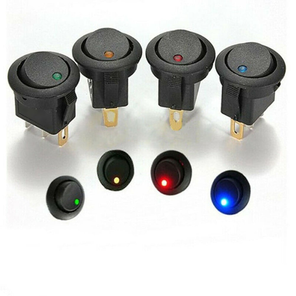 20A 12V Dc Rocker Switch Led Lighting Car And Boat Round On/Off Spst ...