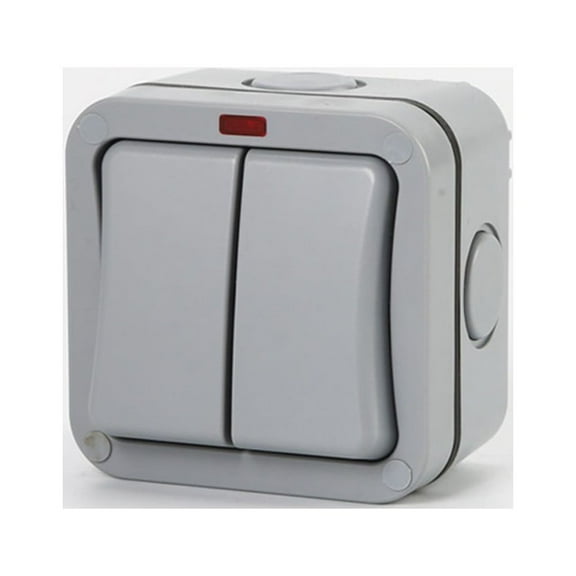 20A 2-Gang Outdoor Waterproof Switch Box for IP66 Weatherproof Use