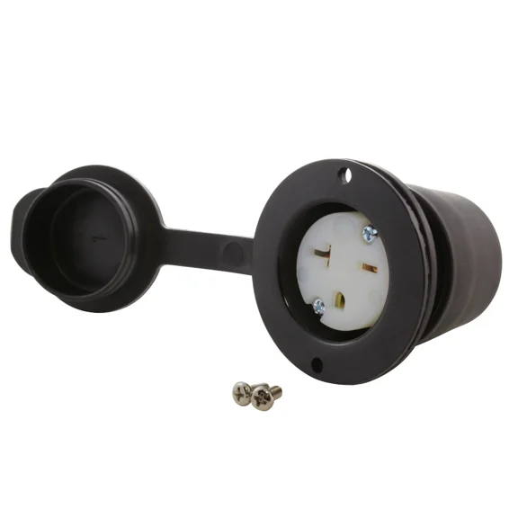 20A 250V T-Blade Nema 6-20R Flanged Power Outlet With Covers By Ac Works