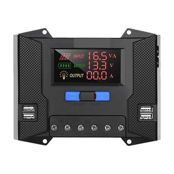 20A 30A 40A Solar Charge Controller 12V 24V PWM PV Charging Controller Regulator HD Colorful Screen With 4PCS USB Port ,Easy to Use