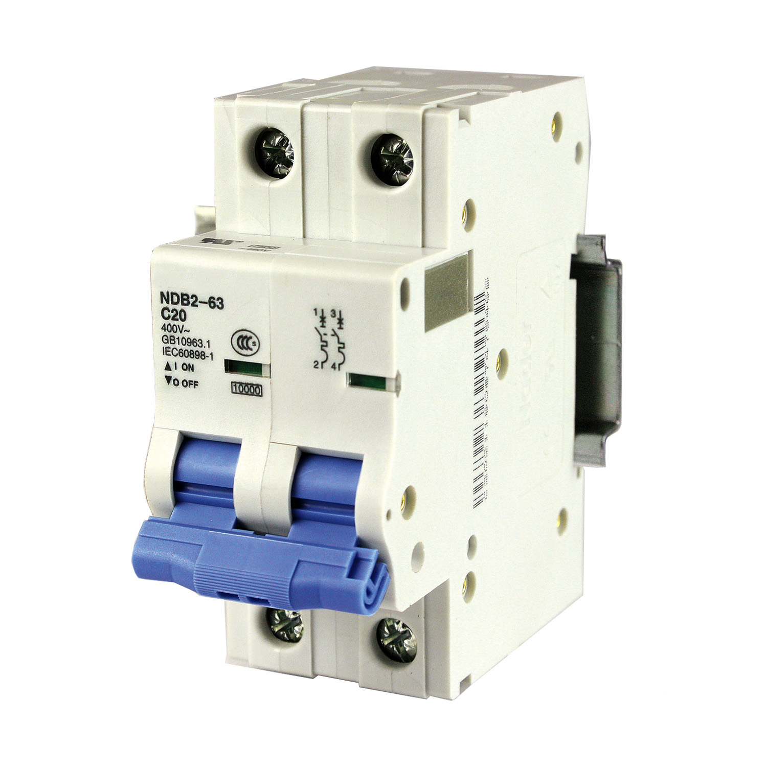 20A, 480V AC, , 2 Pole, DIN Rail Mount Miniature Circuit Breaker, Trip