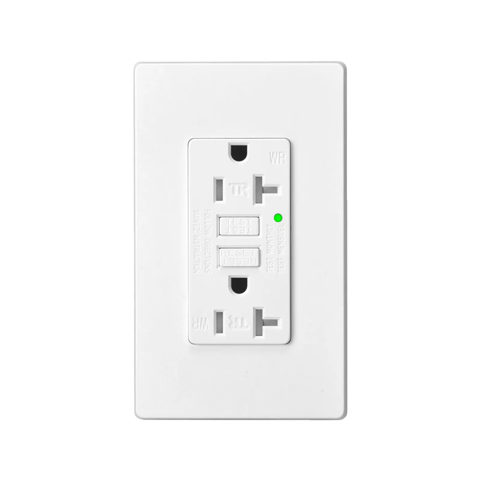 20A Amp GFCI Tamper Resistant Safety Outlet - ETL Listed TR WR Self-Test w/ LED