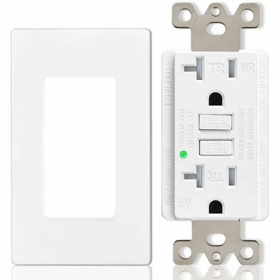 20A Amp Gfci Outlet Gfi Receptacle Tamper Resistant Tr Wr With Decor Wall Plate