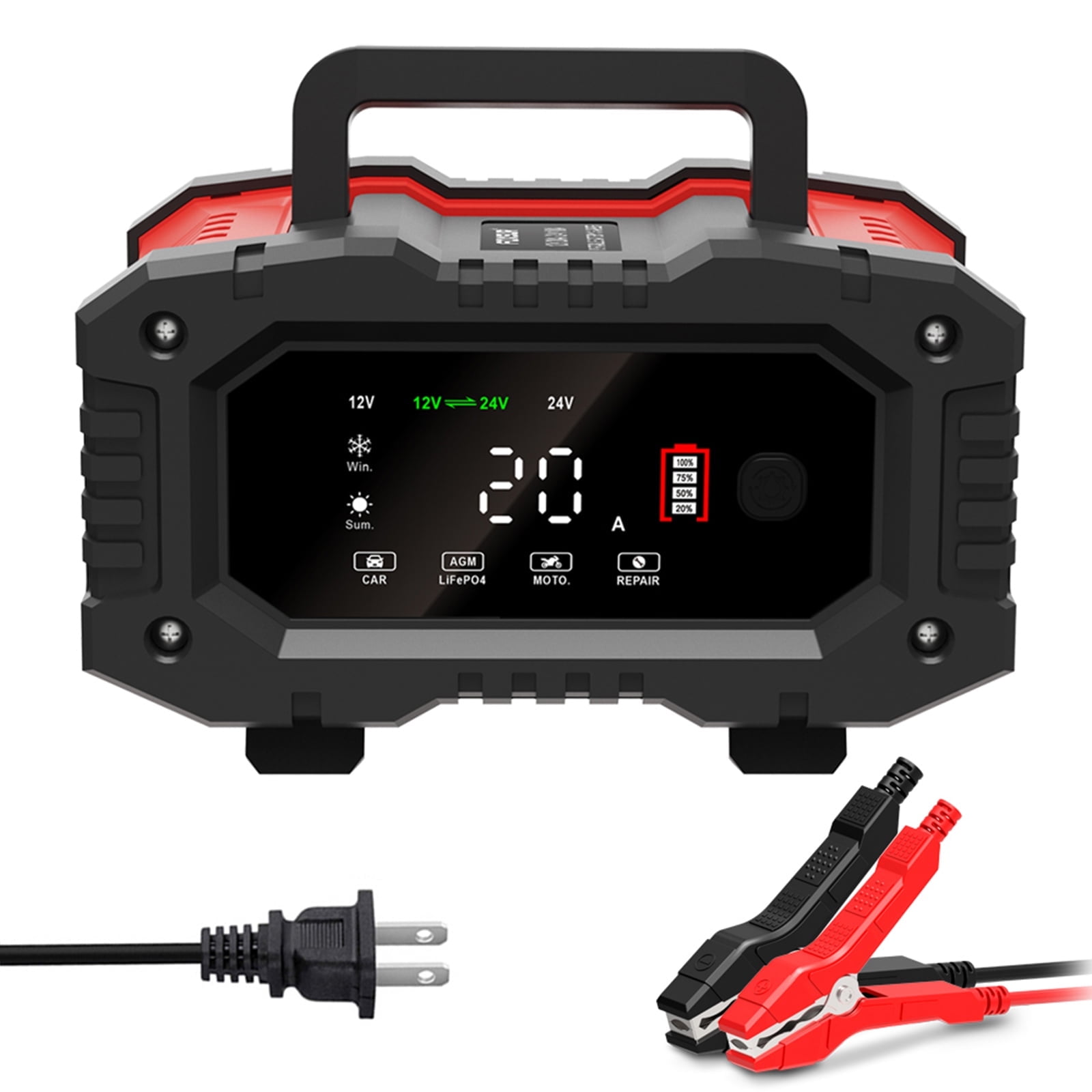 Autolader 25A Acculader 6V/12V/24V, Intelligente Lader Voor Loodzuur En Lithium Lifepo4 Accu S Met 7 Traps Laad En Reparatiemodus En Lcd Display Voor Auto Motor En Boot P 010157165775
