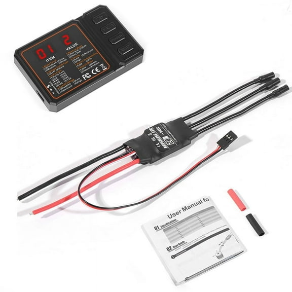 20A Brushless ESC 2-3S Lipo Support BEC Output with Programming Card for RC Car Boat Aircraft DIY Parts,1 * Brushless ESC 1 * Programming Card 1 * English instruction manual,Black