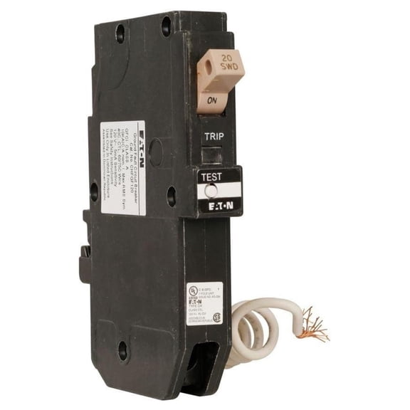 20A GFCI Circuit Breaker - CH Type Single Pole Ground Fault Interrupter 120V with Self-Test & Trip Flag - Cutler-Hammer Compatible