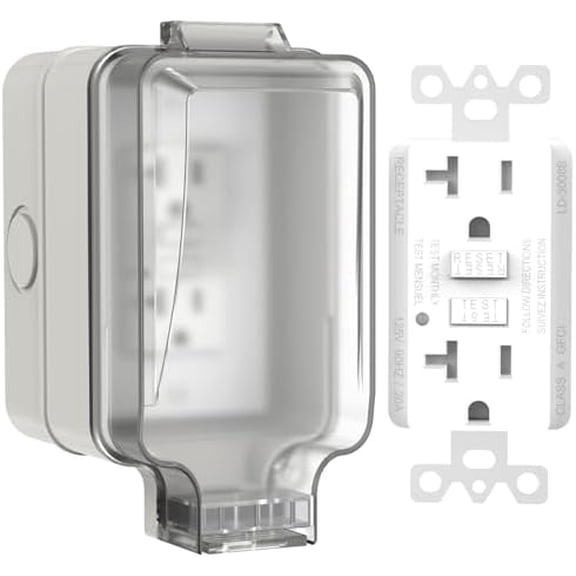 20A GFCI Outdoor Electrical Outlet Box, IP66 & Lockable Enclosure, NEMA 5-20 Rated with Double Socket - for Gardens, Yards, Fields ()-Compatible 15A