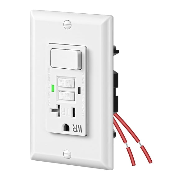 20A GFCI Switch Outlet Combo, Tamper-Resistant GFCI Electrical Outlet, 20 Amp GFCI Outlet, Weather Resistant Ground Fault Circuit Interrupter, Self-Test with LED Indicator, ETL Listed, White