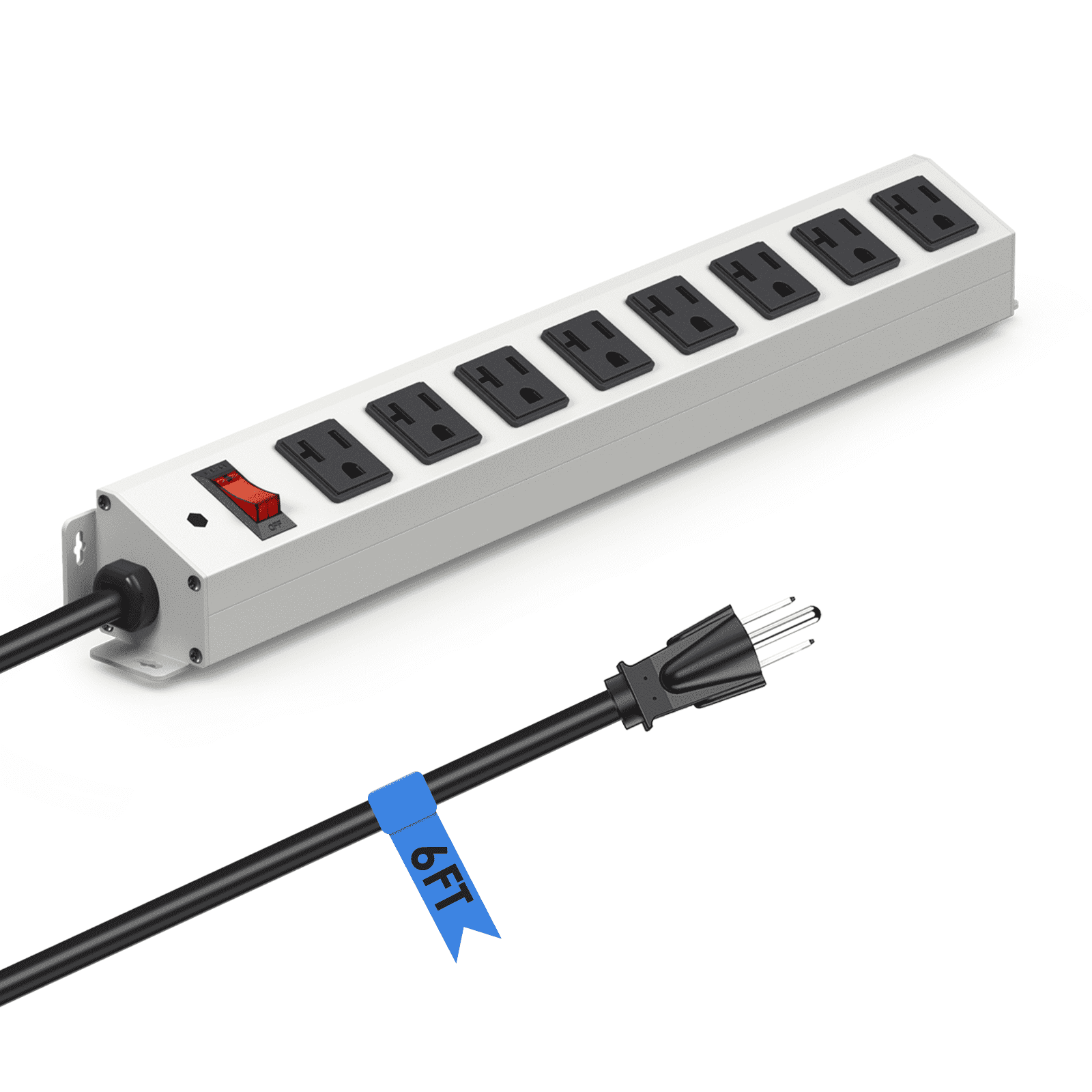 10 Outlet Heavy Duty Power Strip With Surge Protection - 1200J, 15A/1875W, 3 USB Ports, 6FT Cord, Wall Mount