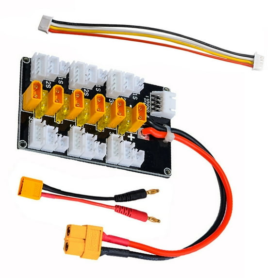 20A Max Parallel Charging Interface for 6-Pack 1S/2S/3S LiPo Thicken Copper Design