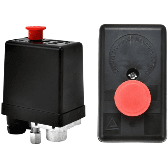 20A Single Hole Pressure Switch For Air Compressor, 90-120 PSI (6-8 KG) Adjustable Range, Alloy Steel Pneumatic Control Valve, Compact Design 82X52x127 Mm, Red(B)