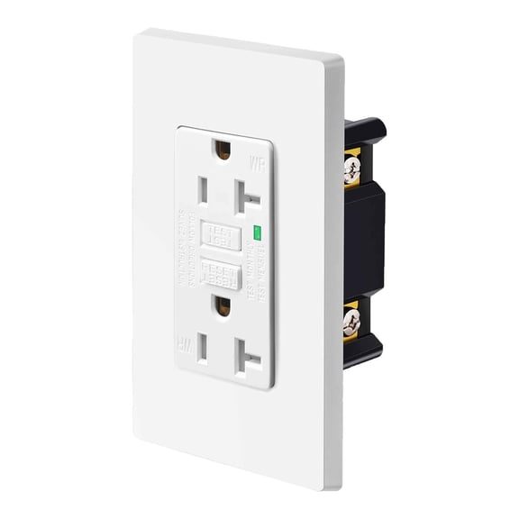 20Amp GFCI Outlet Receptacles,1PC GFI Electrical Outlet White,Weather Resistant(WR) with LED Indicator, Decorative Wall Plates and Screws Included, ETL Certified