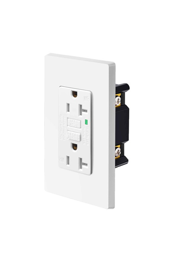 20Amp GFCI Outlet Receptacles,1PC GFI Electrical Outlet White,Weather Resistant(WR) with LED Indicator, Decorative Wall Plates and Screws Included, ETL Certified