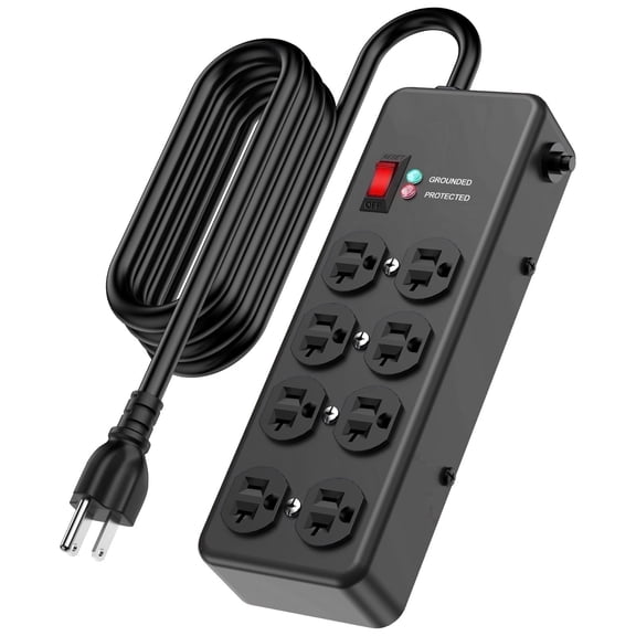 VILONG 20 Amp Surge Protector Power Strip, 4800J, Heavy Duty Wall Mount, 6ft 12AWG Extension Cord Adapters Plug for Indoor, ETL Black