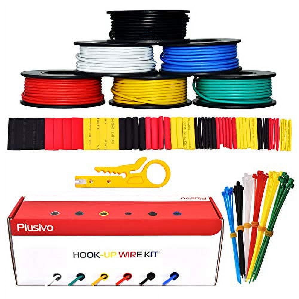 20 AWG Silicone Hook Up Wire - 20 Gauge (OD: 1.8mm) Stranded Tinned Copper  Wire with Silicone Insulation, 6 Colors (Black, Red, Yellow, Green, Blue,  White) 23 ft/7m Each, Hook Up Wire
