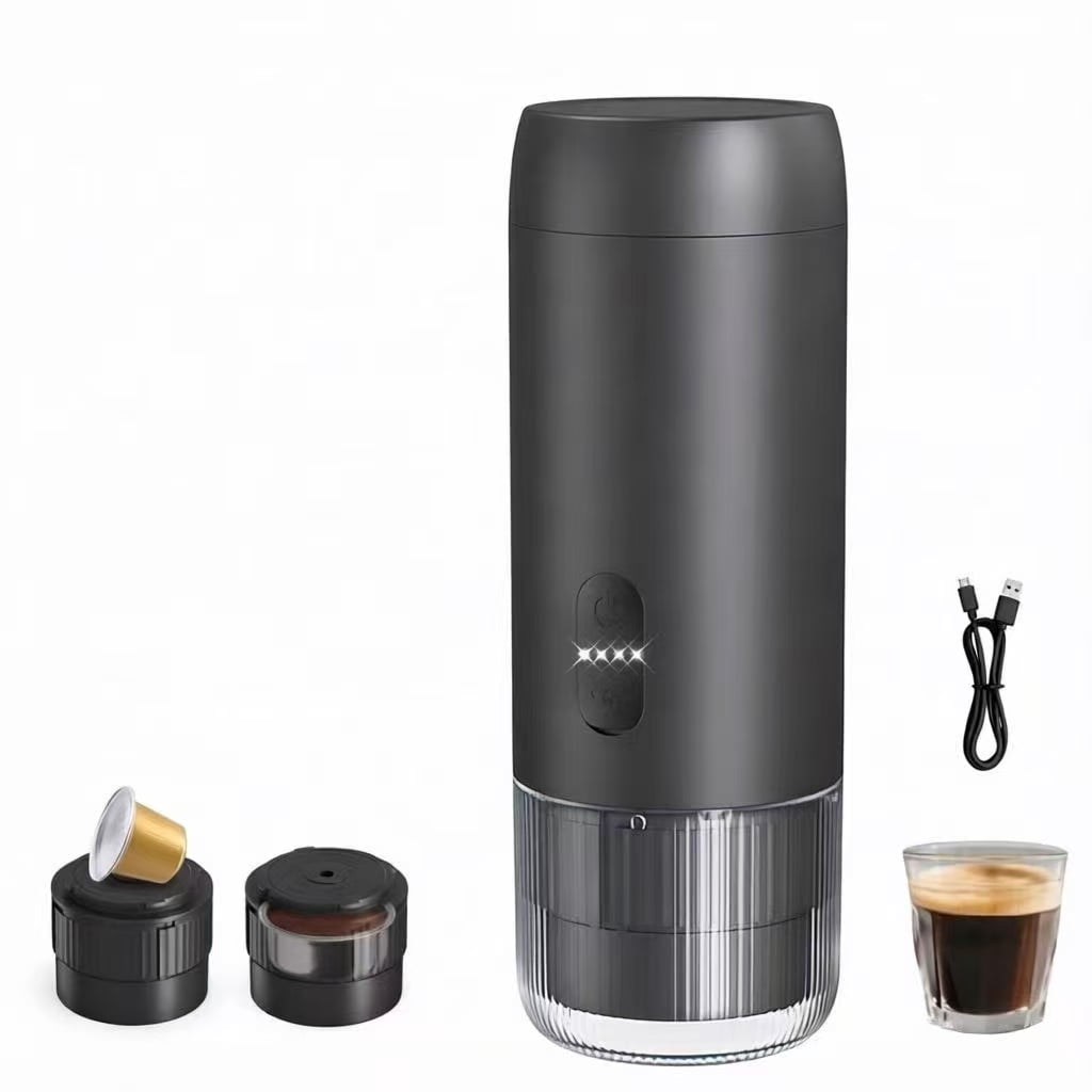 Portable Espresso Machine 20 Bar, Rechargeable Coffee Maker for Capsules and Ground Coffee, 2 Cups, Travel and Camping Use