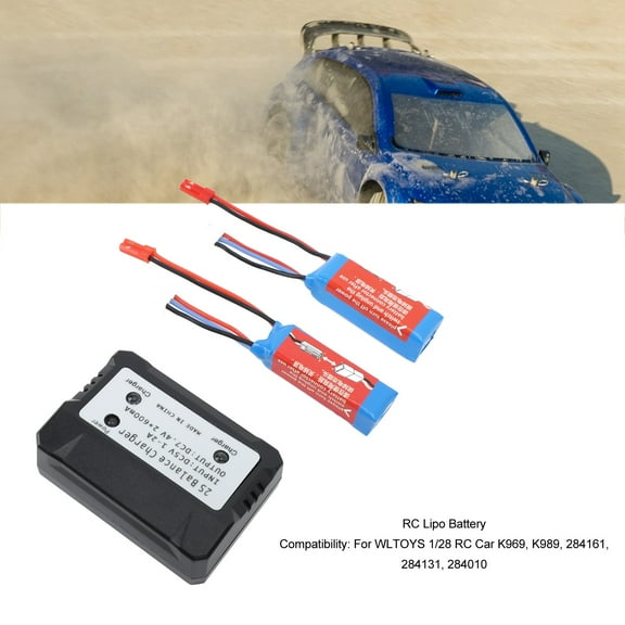 20C 7.4V RC Battery  Charger, JST Plug, For 1/28 Scale RC Vehicles, Power Up Your Racing!