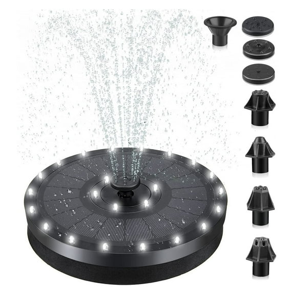 20CM Diameter 24Led 24LED Floating Solar Fountain 2000mAh Battery Fountain Pump For Standing Floating Birdbath Water Pump For Garden Patio Pond ,Water Circulation