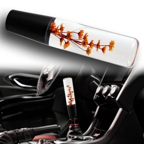 20CM JDM Clear Real Flowers Manual Gear Stick Shift Knob Lever Shifter Head VIP Orange