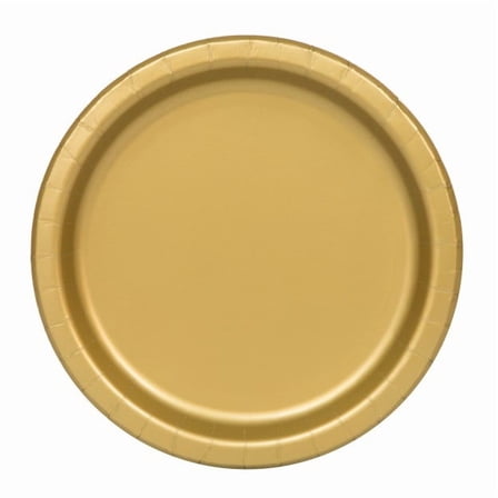 Gold Solid Round 9" Paper Dinner Plates, 20 Count, Way To Celebrate