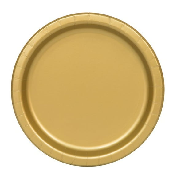Gold Solid Round 9" Paper Dinner Plates, 20 Count, Way To Celebrate