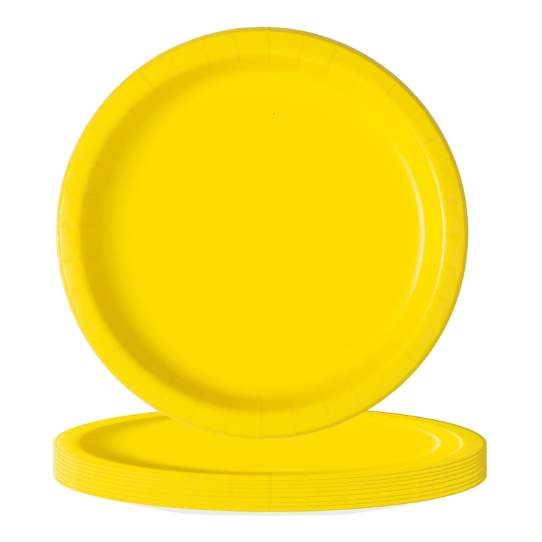Way To Celebrate Neon Yellow Solid 9 Inch Dinner Plates, 20 Count