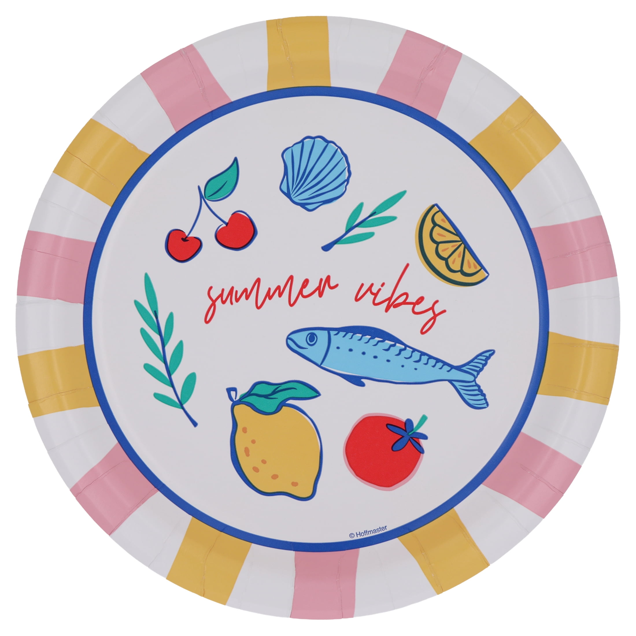 Way to Celebrate La Dolce Vita Summer Vibes Dinner Paper Plates, 9", 20 Count, Multicolor