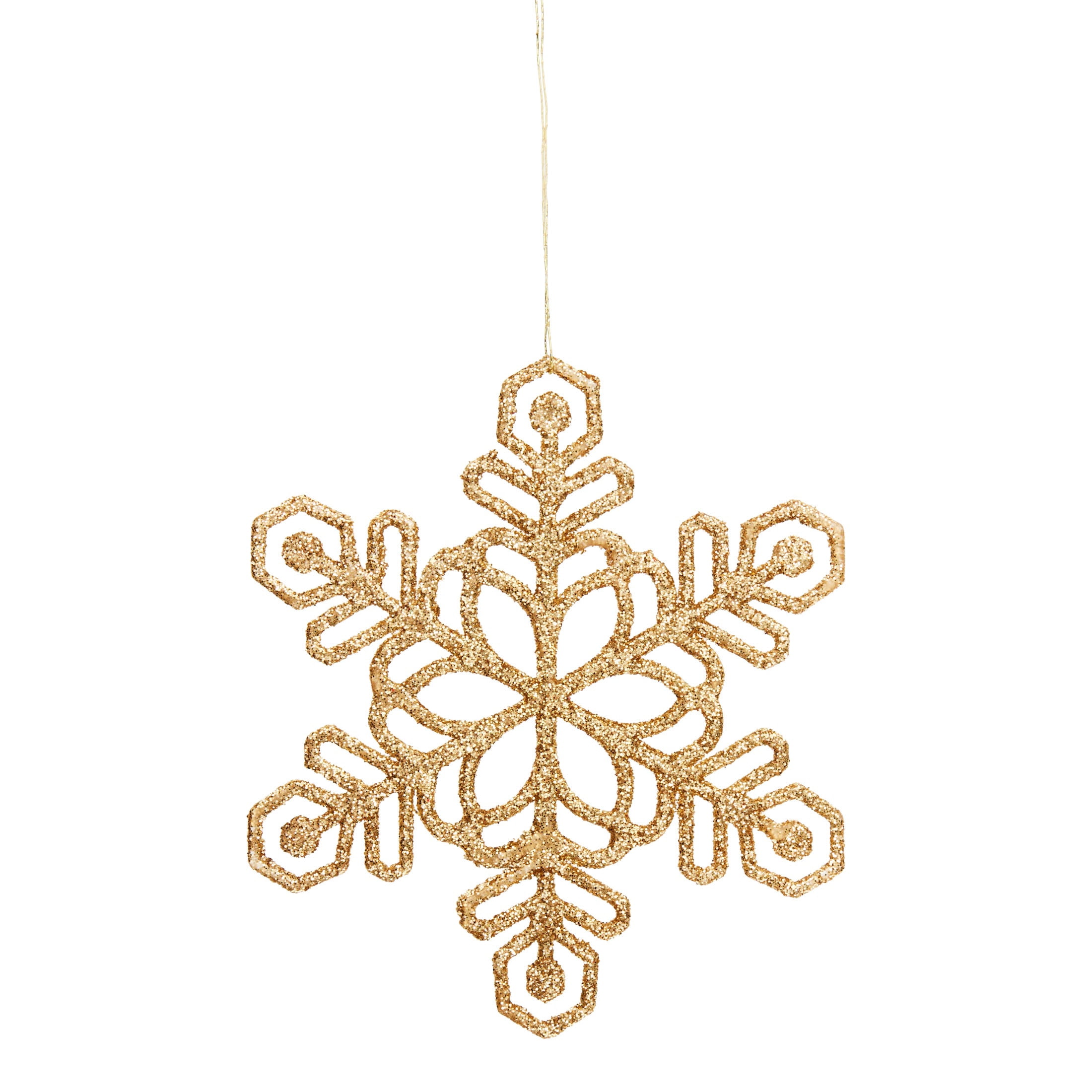 20-Count Gold Glitter Snowflake Christmas Ornaments, 3.9", by Holiday Time