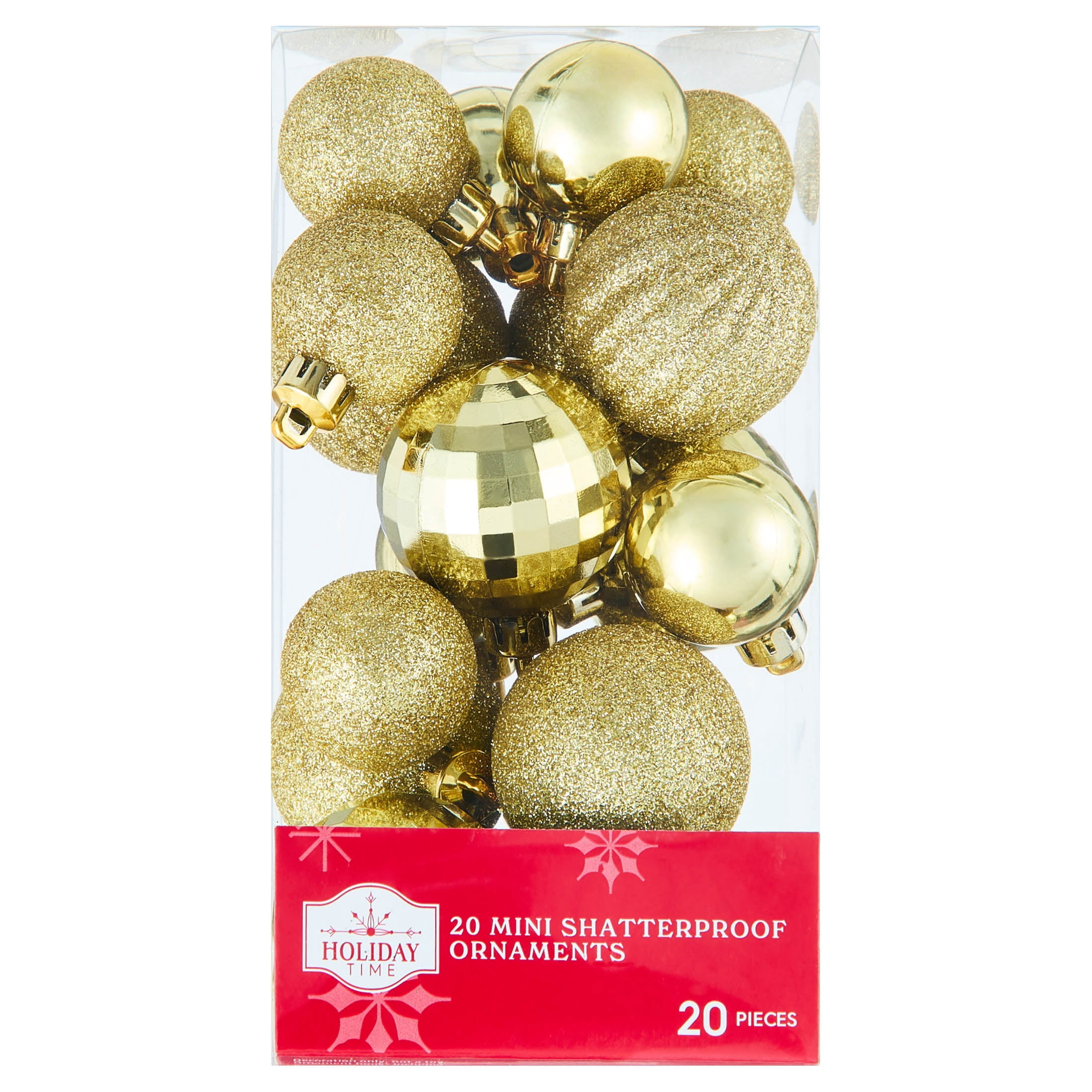 20-Count Gold Mini Ball Shatterproof Christmas Ornaments, by Holiday Time