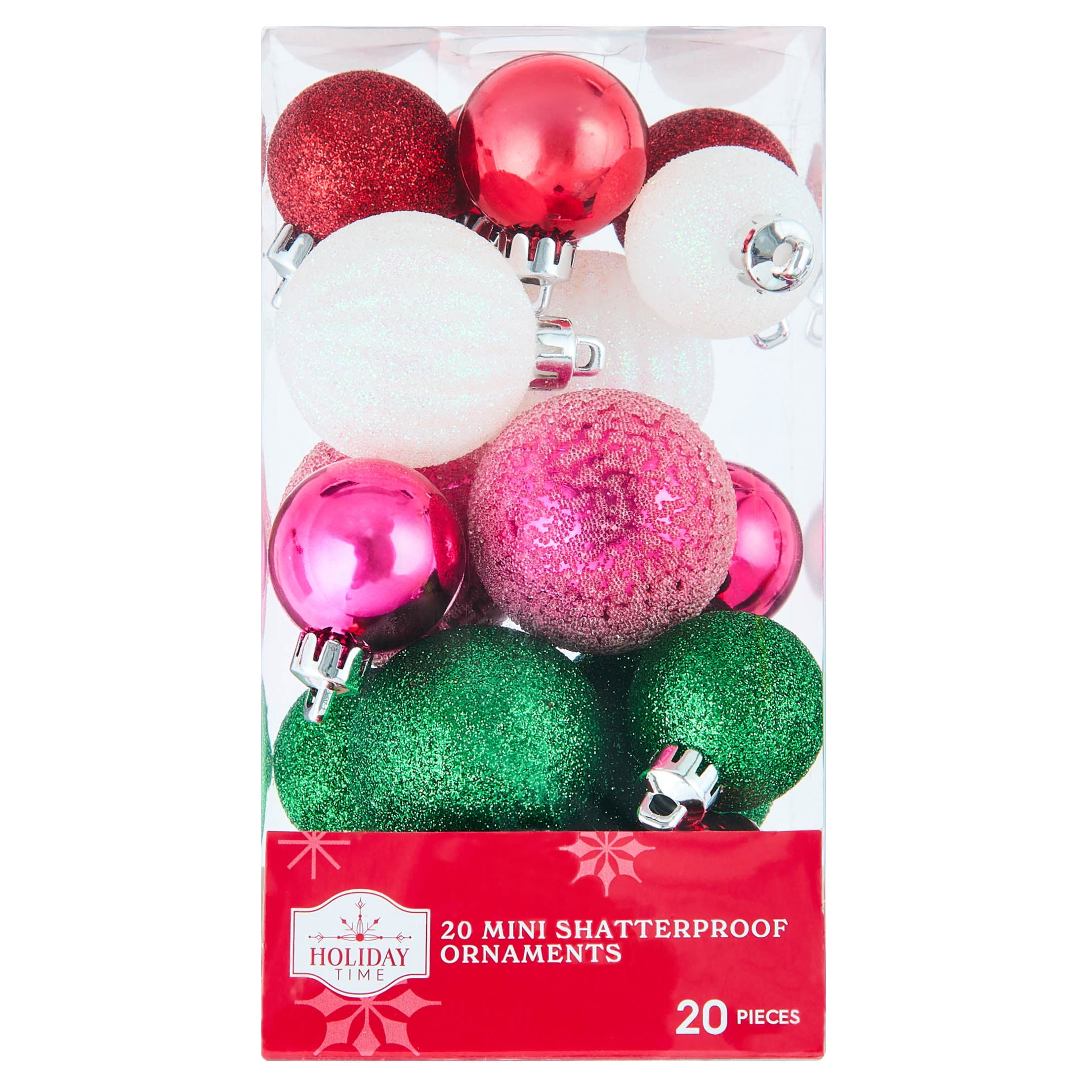 20-Count Multicolor Whimsy Mini Ball Shatterproof Christmas Ornaments, by Holiday Time